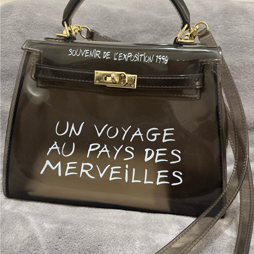 Dark Grey Jelly in the style of Kelly purse- Un Voyage Au Pays Des Merveilles